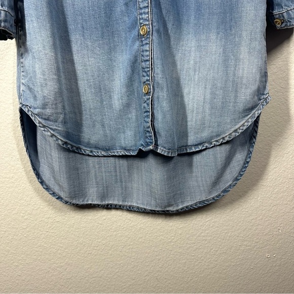 Cloth & Stone‎ Shirt Dress Women's XS Chambray Denim Blue Button Long Sleeve - Picture 2 of 7